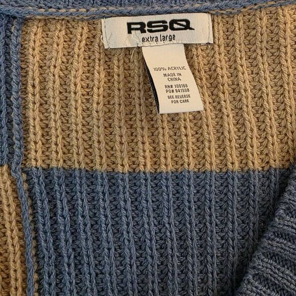 RSQ Knit Blue & Tan Cardigan XL - Picture 4 of 6